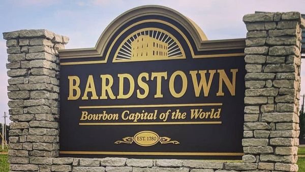 Welcome to Bardstown sign — Bourbon Capital of the World, Est. 1797
